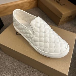 White quilted slip on shoes